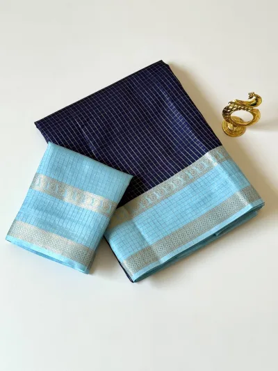 Pure Tussar Base Checks Saree